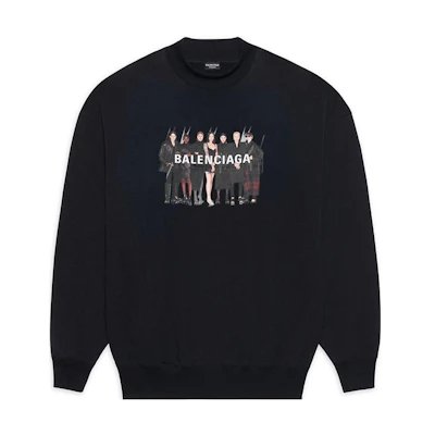 Balenciaga Black Graphic Print Pullover Sweatshirt. 652981TIVA21000