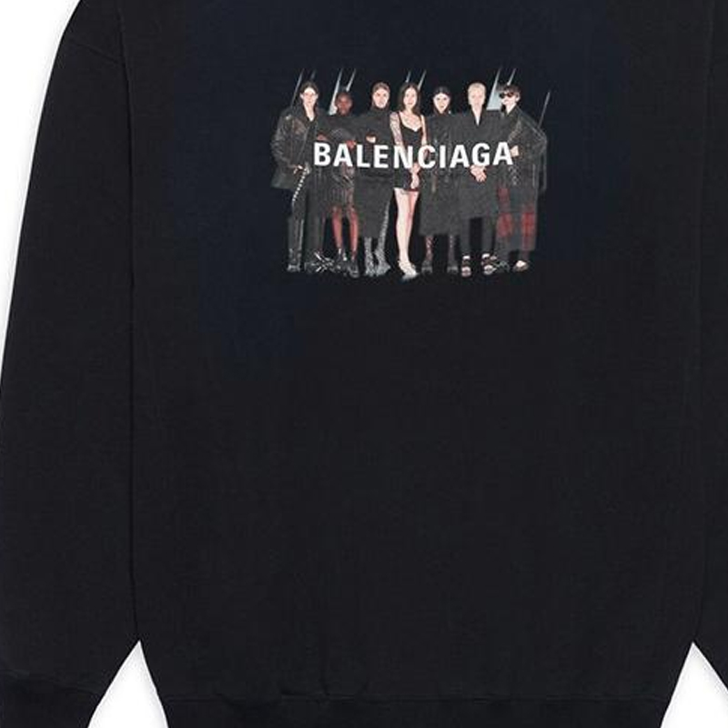 Cheap バレンシアガ ブラック グラフィック プリント プルオーバー スウェットシャツ 652981TIVA21000