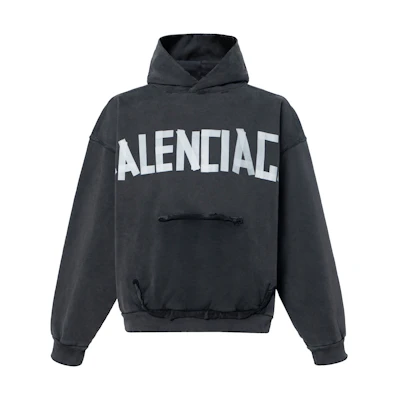 Balenciaga Black Hoodie with Printed Lettering. 744441TRVK21041