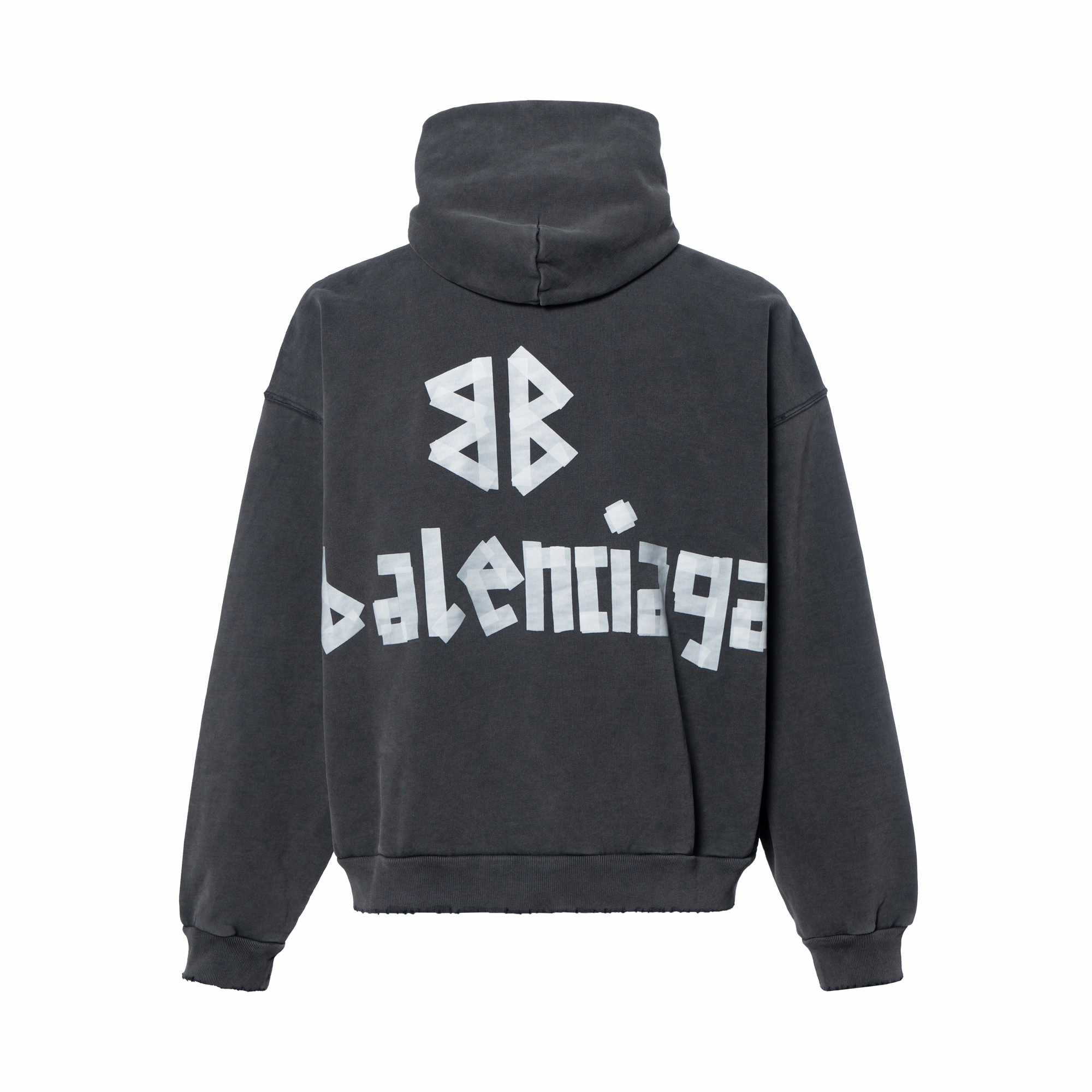 Lookbook 발렌시아가 블랙 프린트 로고 후드티. 744441TRVK21041