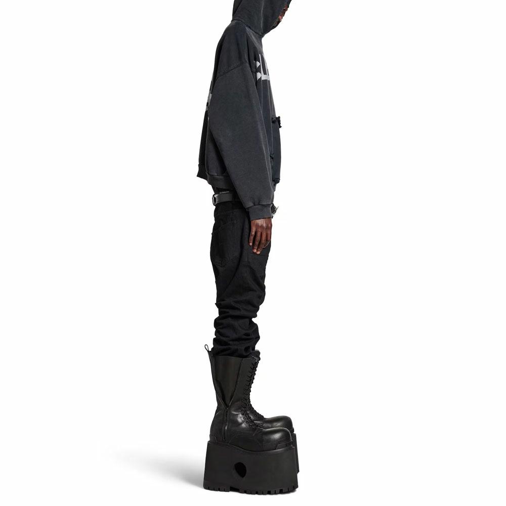 Details for 발렌시아가 블랙 프린트 로고 후드티. 744441TRVK21041