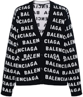 Balenciaga Black Knit Cardigan with Letter Print and Button Closure. 766471T16731070 Balenciaga Black Knit Cardigan with Letter Print and Button Closure. 766471T16731070