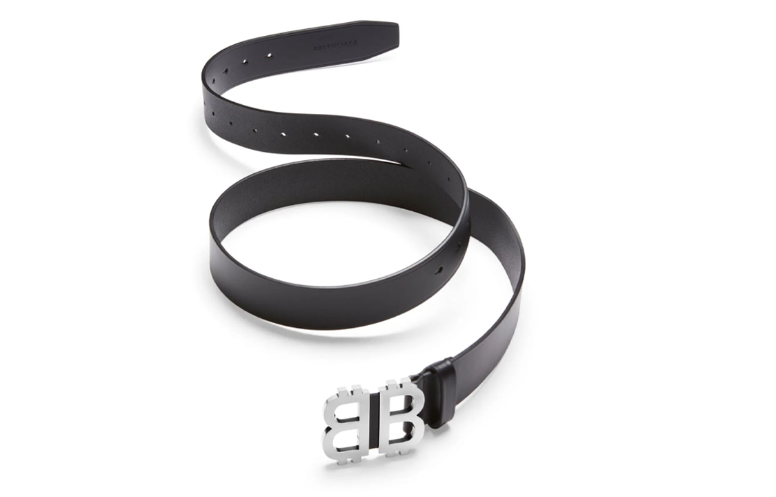 Balenciaga  Black Leather Belt 3.5CM – Minimalist and Stylish Design. 756664210KM