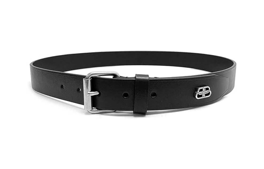 Order Balenciaga  Black Leather Belt with Logo Buckle, Distressed, 3CM Width. 593924-1CH0B-1000