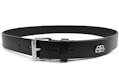 Order Balenciaga Black Leather Belt with Logo Buckle, Distressed, 3CM Width. 593924-1CH0B-1000