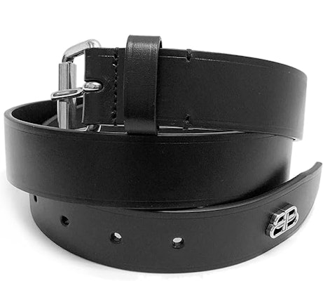 Balenciaga Black Leather Belt with Logo Buckle, Distressed, 3CM Width. 593924-1CH0B-1000 Lookbook Balenciaga Black Leather Belt with Logo Buckle, Distressed, 3CM Width. 593924-1CH0B-1000