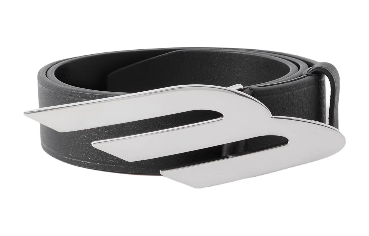 Balenciaga  Black Leather Belt with Silver Logo Buckle 3.5CM Wide. POIZON240415992