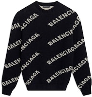 Balenciaga Black Letter Jacquard Pullover Sweater. 648433T15671070 Balenciaga Black Letter Jacquard Pullover Sweater. 648433T15671070