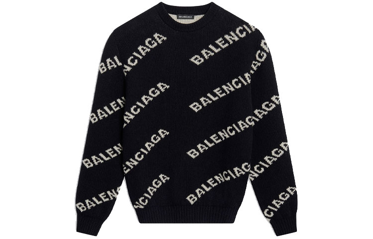 Order Balenciaga  Black Letter Jacquard Pullover Sweater. 648433T15671070