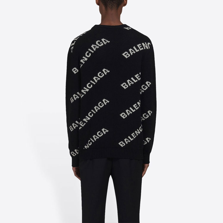 Details for Balenciaga  Black Letter Jacquard Pullover Sweater. 648433T15671070