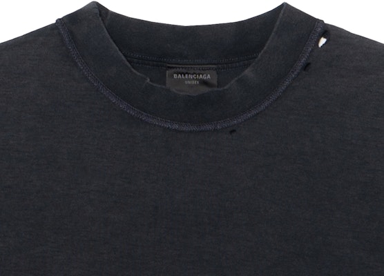 巴黎世家 黑色字母标志圆领T恤 830247TSVF39668 3