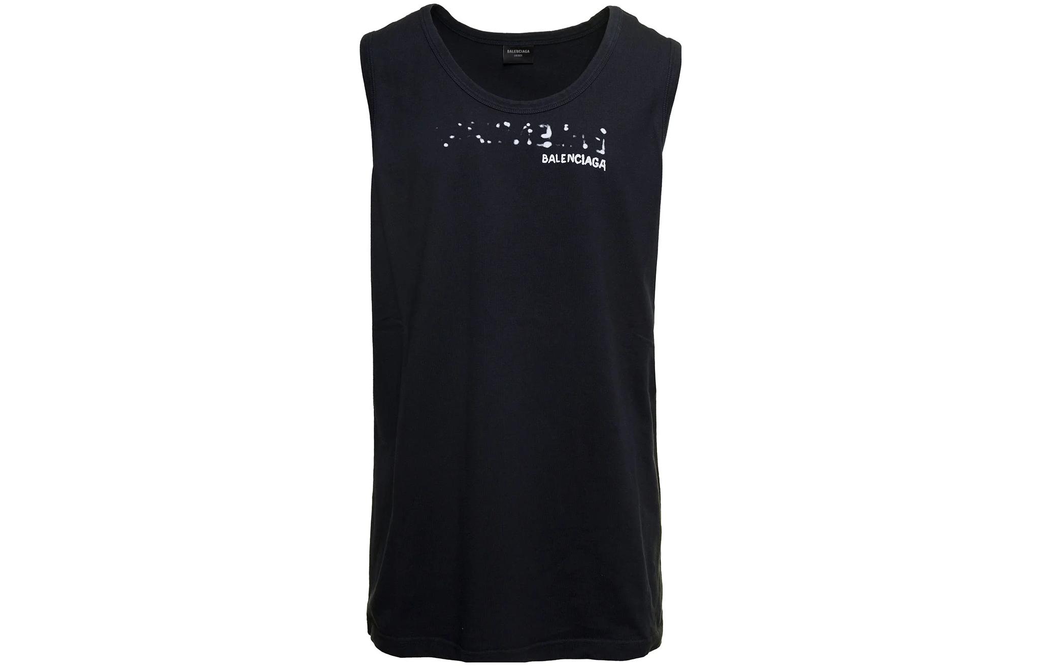 Balenciaga  Black Letter Print Crew Neck Pullover Vest Regular Fit. 697880TOVO51070