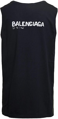 Balenciaga Vest Crew Neck Hitam dengan Print Huruf Regular Fit. 697880TOVO51070 Lookbook Balenciaga Vest Crew Neck Hitam dengan Print Huruf Regular Fit. 697880TOVO51070