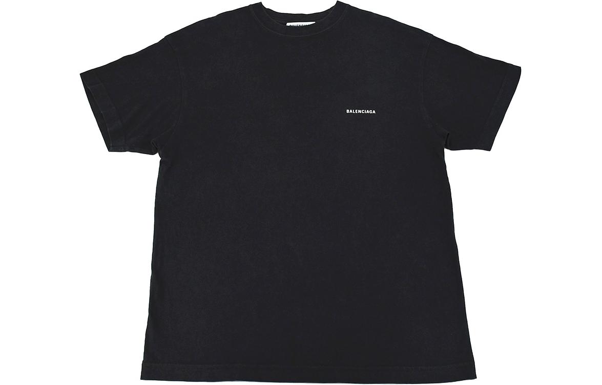 Order 巴黎世家 黑色字母印花圆领T恤 休闲款修身短袖。 613969TYK281000