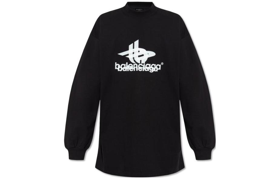 Balenciaga  Black Letter Print Crewneck Long Sleeve Casual T-Shirt. 739027TPVF21070 圖 2