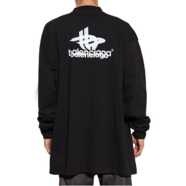Balenciaga  Black Letter Print Crewneck Long Sleeve Casual T-Shirt. 739027TPVF21070 圖 3