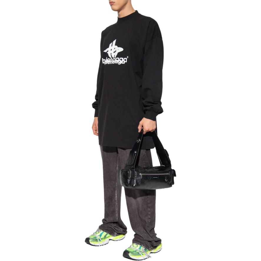Balenciaga  Black Letter Print Crewneck Long Sleeve Casual T-Shirt. 739027TPVF21070 圖 5