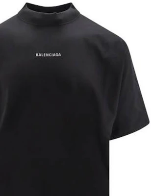 Balenciaga 黑色字母印花短袖圓領T恤 正版修身款式 764235TQVN11083 1