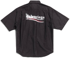 Balenciaga Black Letter Print Loose Fit Short Sleeve Shirt 790732TNM601000 Balenciaga Black Letter Print Loose Fit Short Sleeve Shirt 790732TNM601000