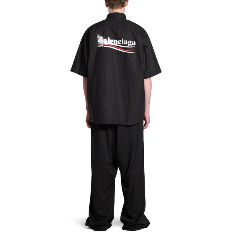 Purchase Balenciaga Camiseta Negra Estampada de Letras de Manga Corta y Corte Holgado 790732TNM601000