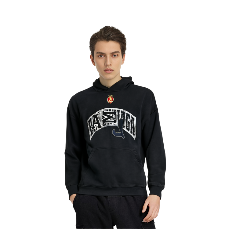 Shop Balenciaga  Black Letter Print Pullover Hoodie Regular Fit. 739024TOVN31055