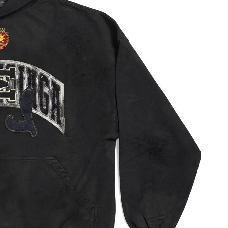 Sizing Balenciaga  Black Letter Print Pullover Hoodie Regular Fit. 739024TOVN31055