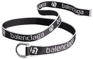 Balenciaga Black Logo Embroidered Dual Ring Belt 4CM Width. 7944852AA381090 Balenciaga Black Logo Embroidered Dual Ring Belt 4CM Width. 7944852AA381090