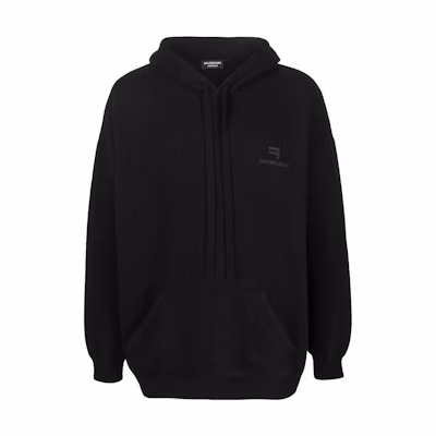 Balenciaga Black Logo Embroidered Oversized Hoodie. 675300T41201000
