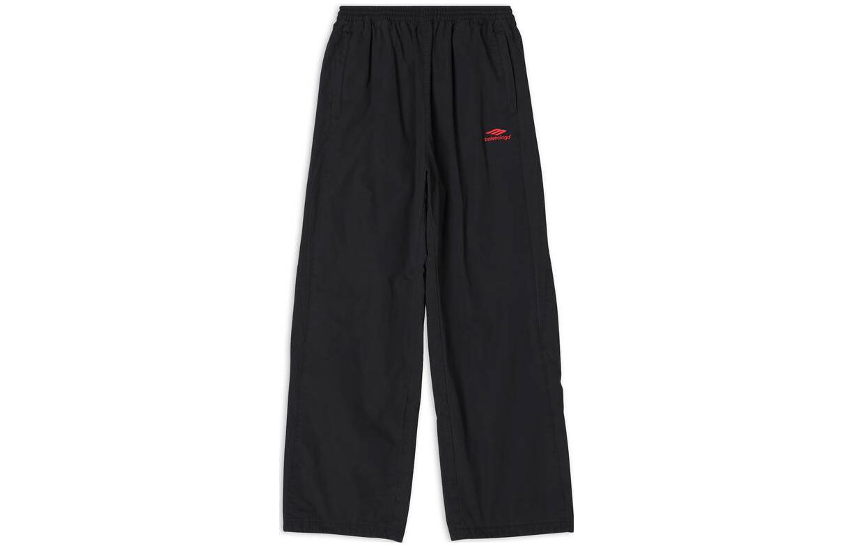 Balenciaga  Black Logo Embroidered Relaxed Fit Casual Pants. 720234TYB181000