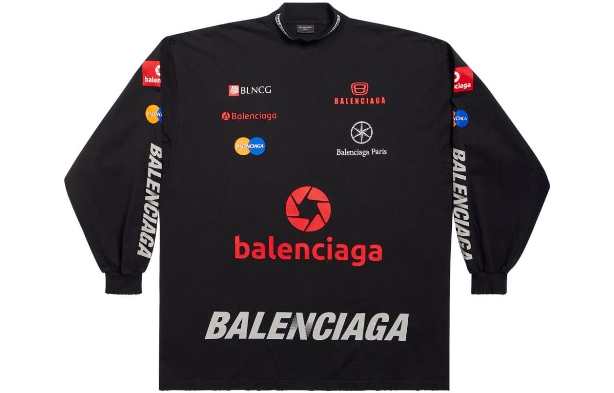 Order Balenciaga Black Logo Pullover Sweatshirt Leher Tinggi Regular Fit. 767879TPVE91000
