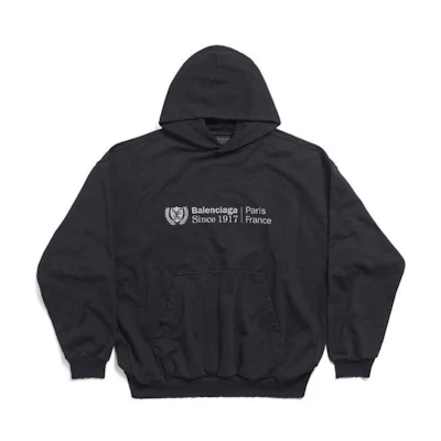 Balenciaga Black Logo Hoodie Regular Fit Long Sleeve. 767877TQVJ19034
