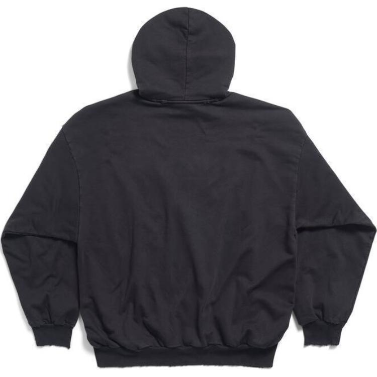 Lookbook Balenciaga  Black Logo Hoodie Regular Fit Long Sleeve. 767877TQVJ19034
