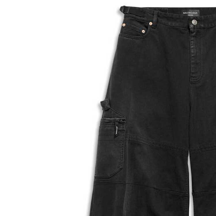 Cheap 발렌시아가 블랙 로고 패치 와이드 레그 릴렉스 핏 청바지 767971TNW111672