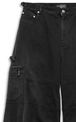 발렌시아가 블랙 로고 패치 와이드 레그 릴렉스 핏 청바지 767971TNW111672 Cheap 발렌시아가 블랙 로고 패치 와이드 레그 릴렉스 핏 청바지 767971TNW111672