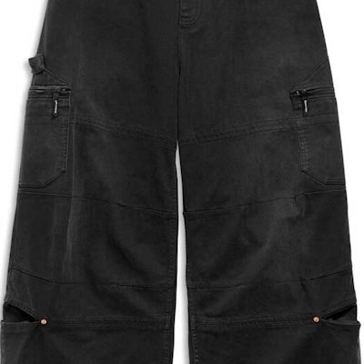 발렌시아가 블랙 로고 패치 와이드 레그 릴렉스 핏 청바지 767971TNW111672 1