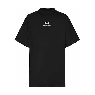 Balenciaga Black Logo Print Crewneck Loose-Fit T-Shirt Shortsleeve 768068TPVG91070