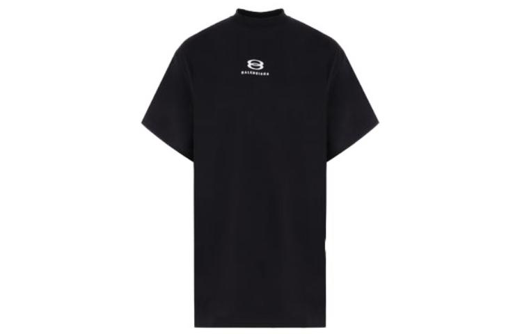 Balenciaga  Black Logo Print Crewneck Loose-Fit T-Shirt Shortsleeve 768068TPVG91070 圖 2