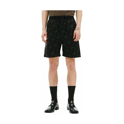 Balenciaga Black Logo Print Elastic Waist Casual Shorts Regular Fit. 642237TJLF31269