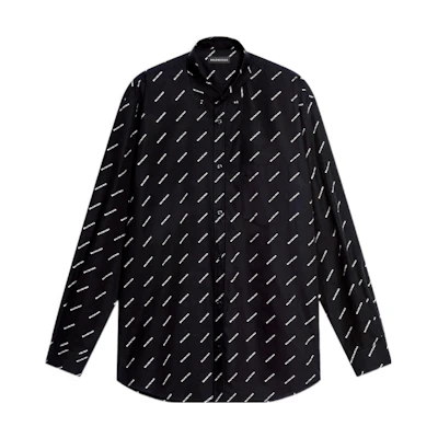 Balenciaga Black Logo Print Long Sleeve Casual Shirt Regular Fit 534333TBL961070