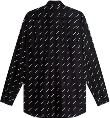 Balenciaga Black Logo Print Long Sleeve Casual Shirt Regular Fit 534333TBL961070 Lookbook Balenciaga Black Logo Print Long Sleeve Casual Shirt Regular Fit 534333TBL961070