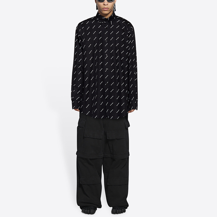 Balenciaga  Black Logo Print Long Sleeve Casual Shirt Regular Fit 534333TBL961070 圖 4