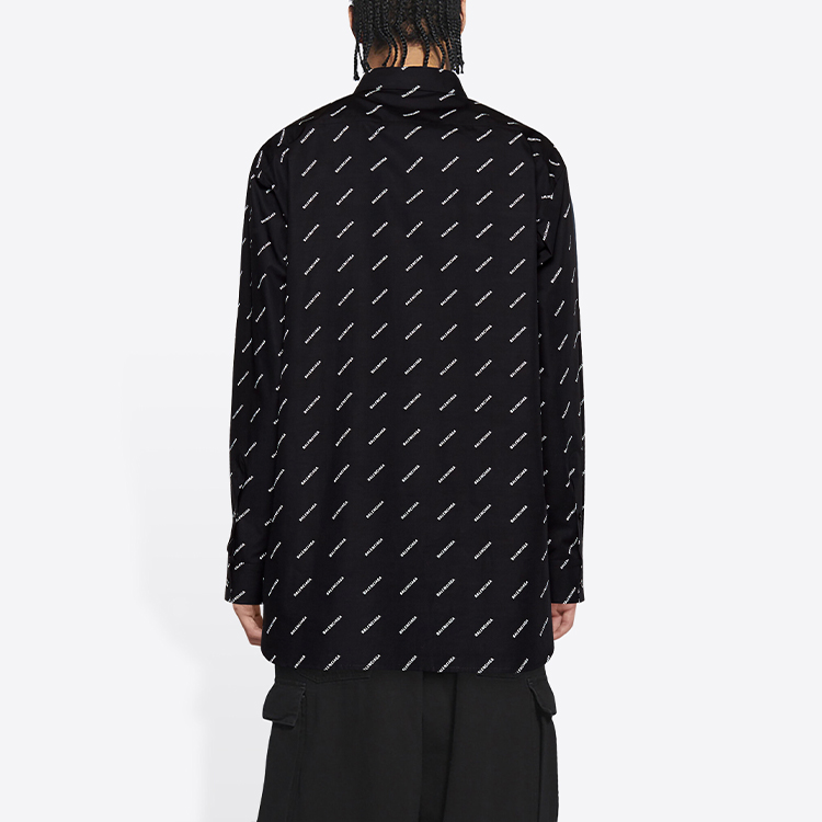 Balenciaga  Black Logo Print Long Sleeve Casual Shirt Regular Fit 534333TBL961070 圖 6