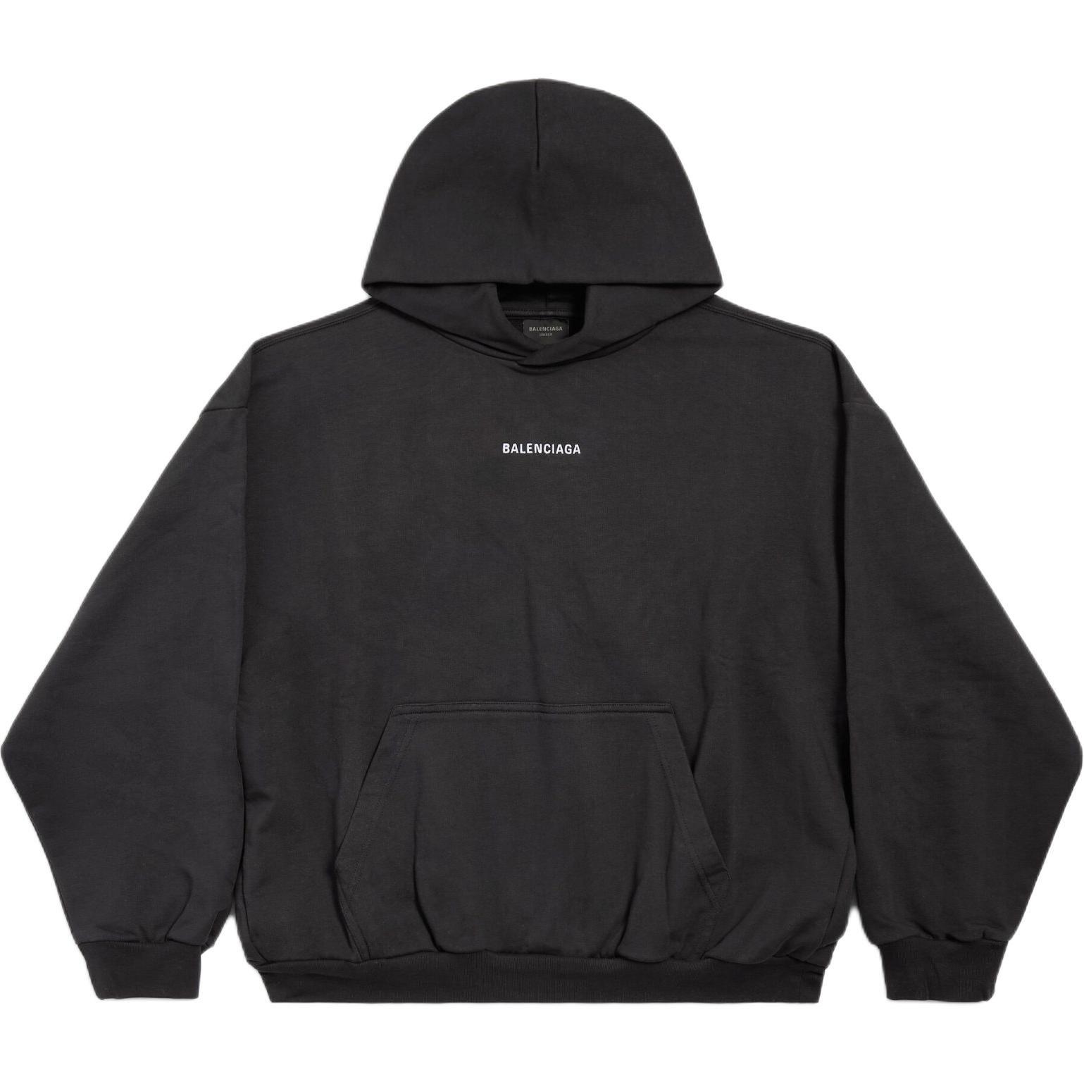 Balenciaga  Black Logo Print Regular Fit Hoodie. 767877TPVK21569