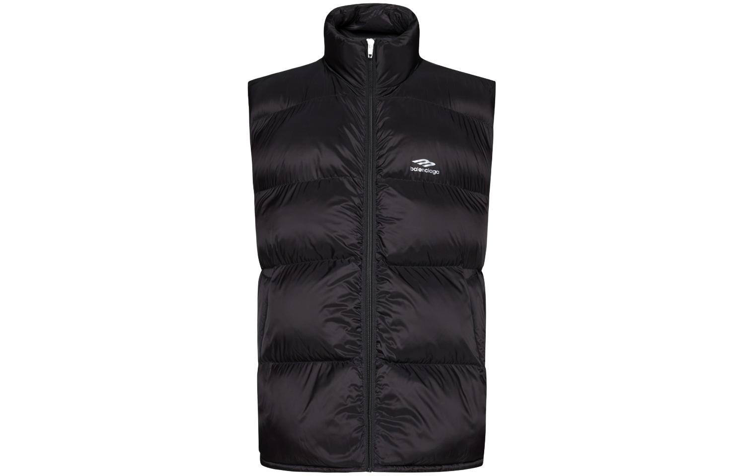 Balenciaga  Black Logo Print Stand-Collar Vest Casual Fit 773987ΤΡΟ391000