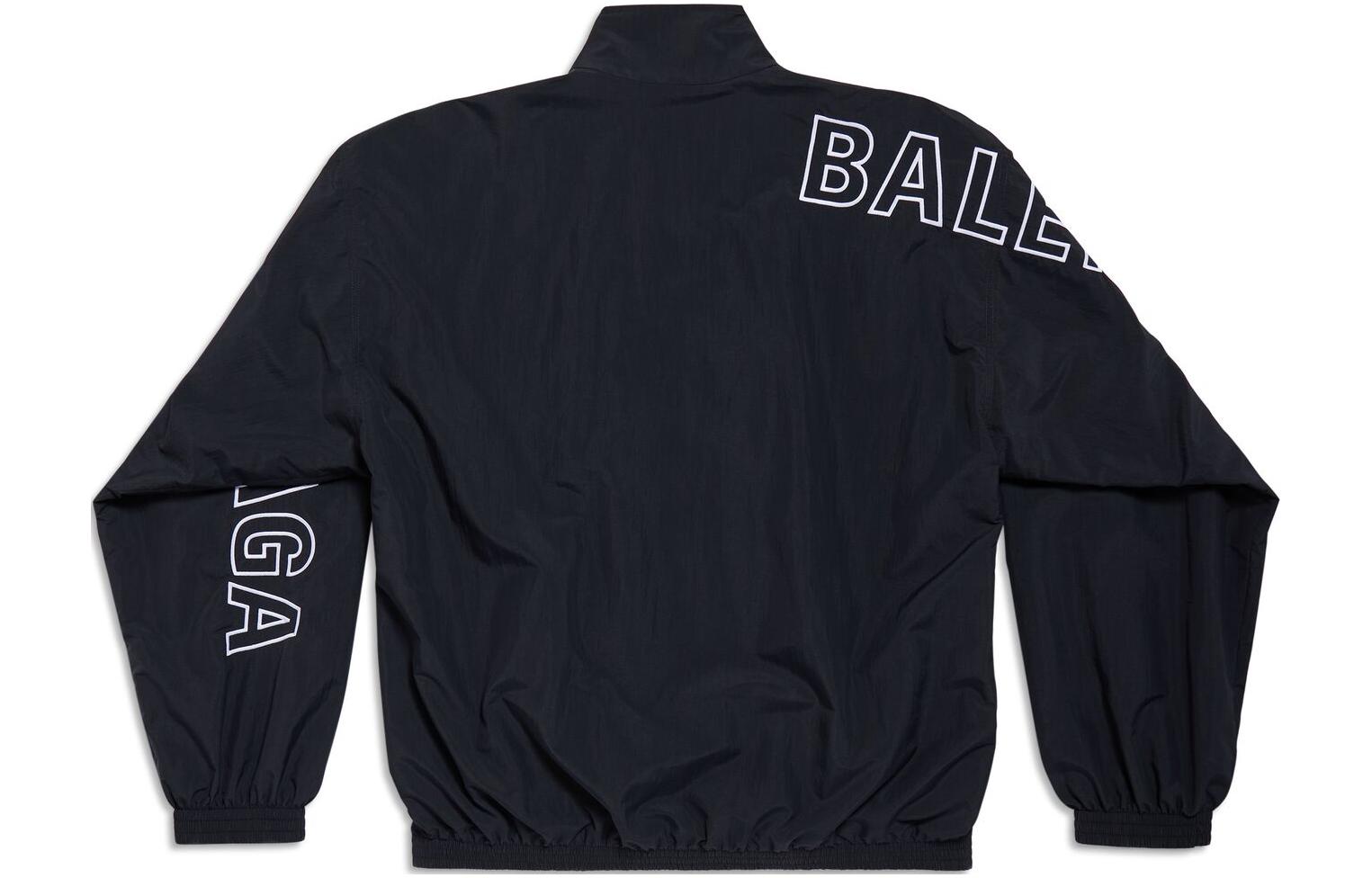 Lookbook Balenciaga Jaket Track Hitam Logo Print Zip-Up Regular Fit. 768920TNO791000