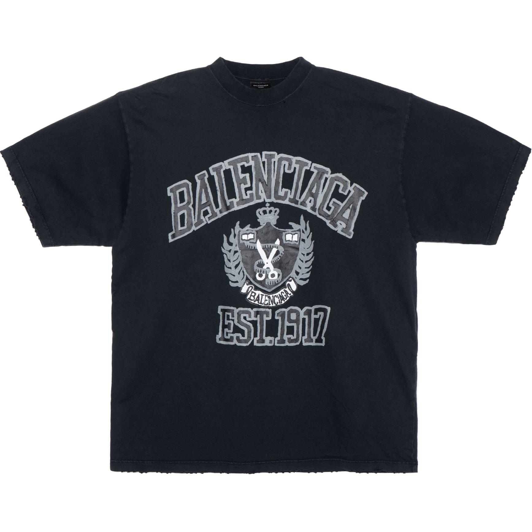 Balenciaga  Black Logo Printed Crewneck T-Shirt. 739784TOVK18190