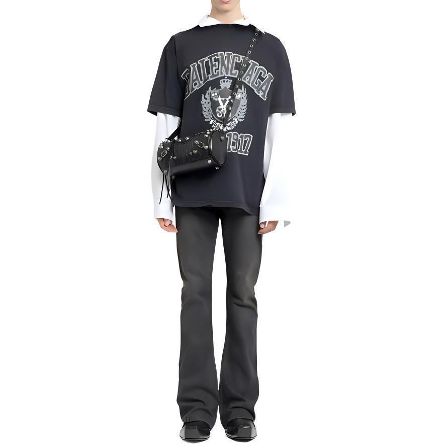 Balenciaga  Black Logo Printed Crewneck T-Shirt. 739784TOVK18190 圖 4