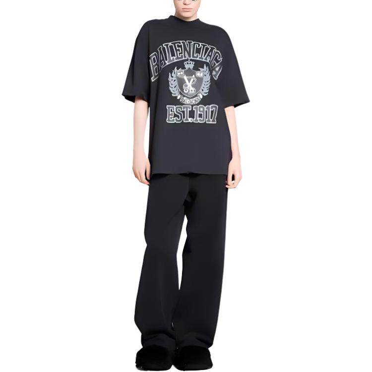 Balenciaga  Black Logo Printed Crewneck T-Shirt. 739784TOVK18190 圖 5