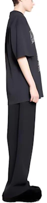 バレンシアガ ブラック ロゴプリント クルーネック Tシャツ 739784TOVK18190 Sizing バレンシアガ ブラック ロゴプリント クルーネック Tシャツ 739784TOVK18190