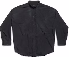 Balenciaga Black Long Sleeve Solid Shirt with Pointed Collar & Loose Fit. 795142TQM101000 Balenciaga Black Long Sleeve Solid Shirt with Pointed Collar & Loose Fit. 795142TQM101000